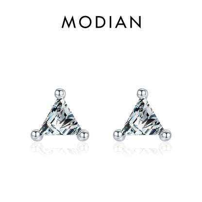 925 Sterling Silber Dreiecks-Ohrringe mit Zirkonia – Modern & Elegant