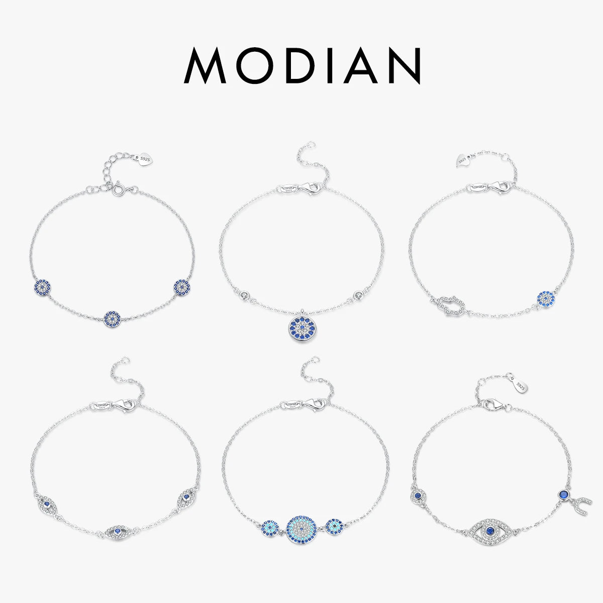 Armband-Kollektion aus 925 Sterling Silber mit blauen Akzenten & Evil-Eye-Designs