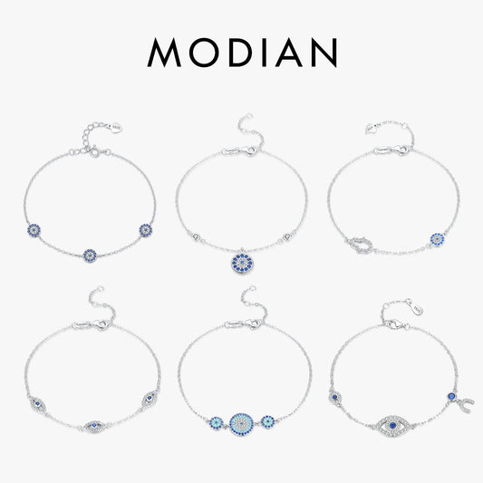 Armband-Kollektion aus 925 Sterling Silber mit blauen Akzenten & Evil-Eye-Designs