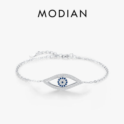 925 Sterling Silber Armband mit Zirkon-Auge – Schutz & Stil vereint