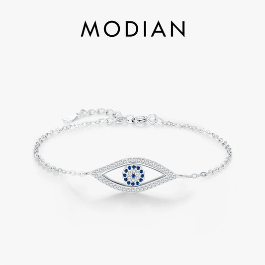 925 Sterling Silber Armband mit Zirkon-Auge – Schutz & Stil vereint