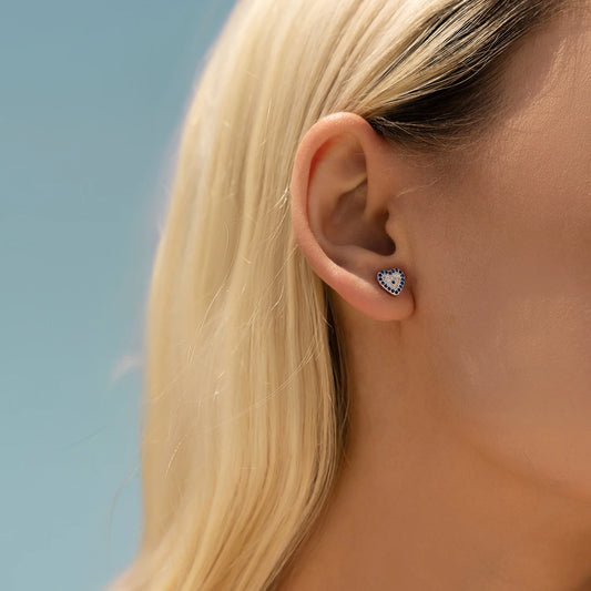 925 Sterling Silber Herz-Ohrringe mit blauen Zirkonsteinen – funkelnde Eleganz
