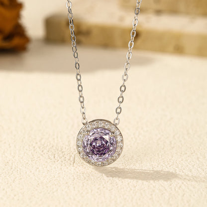 925 Sterling Silber Halskette mit rundem Zirkon-Anhänger – zeitlose Eleganz mit funkelndem Glanz