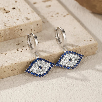 925 Sterling Silber Ohrringe mit blauem Zirkon – Geometrische Eleganz mit Symbolcharakter
