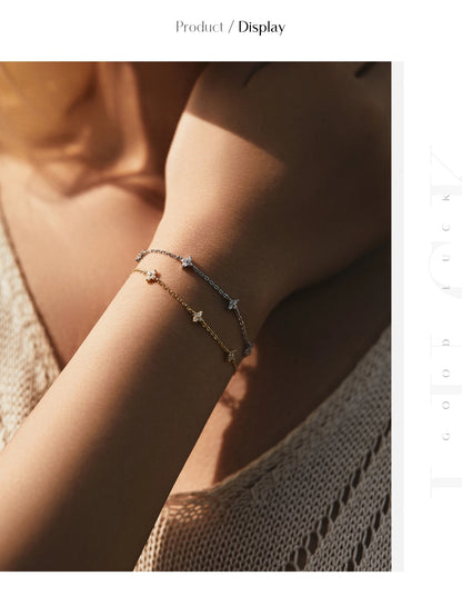 Filigranes Armband aus 925 Sterling Silber mit Zirkonia-Blüten