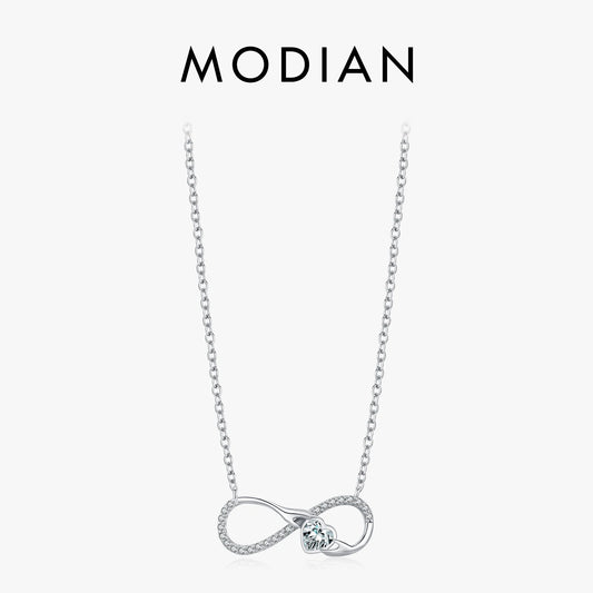 925 Sterling Silber Halskette mit Infinity-Symbol und Zirkonia