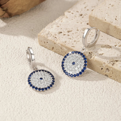 925 Sterling Silber Ohrringe mit blauem Zirkon – Rundes Design in eleganter Harmonie