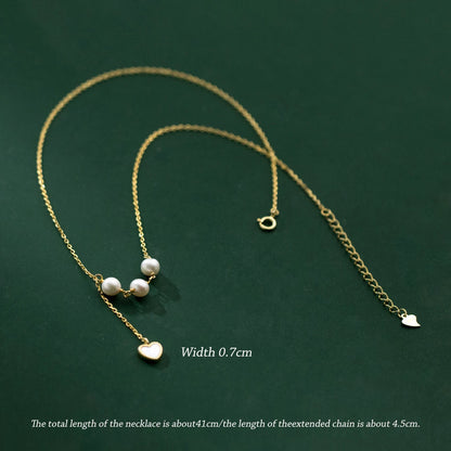 925 Sterling Silber Halskette mit Perlen-Elementen im Y-Design