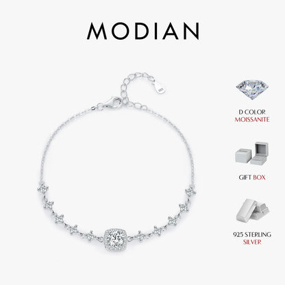 925 Sterling Silber Armband mit Moissanit und Zirkonia-Details