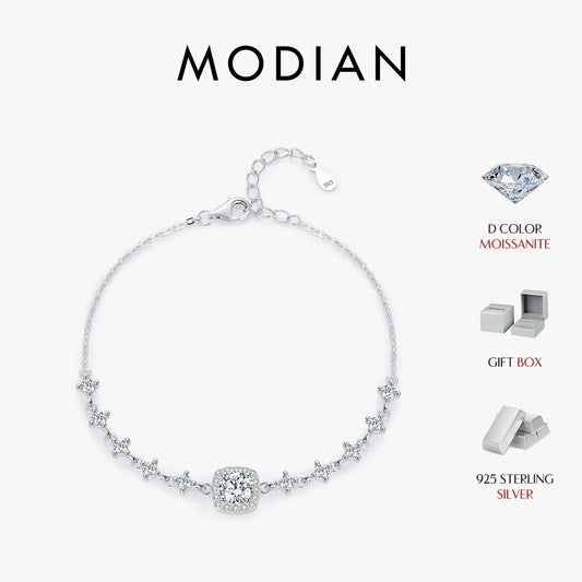 925 Sterling Silber Armband mit Moissanit und Zirkonia-Details