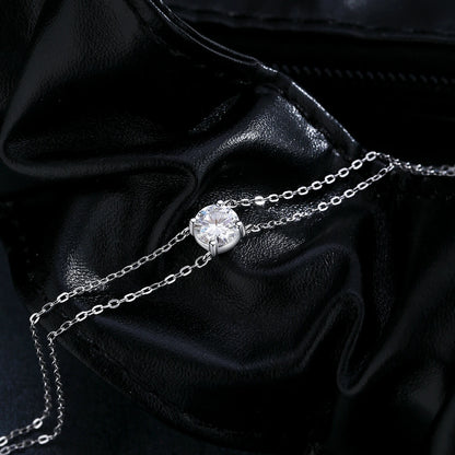 925 Sterling Silber Armband mit Moissanit-Solitär