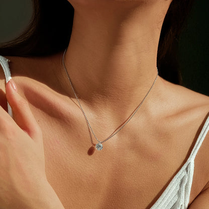 925 Sterling Silber Halskette mit schillerndem Moissanit-Anhänger – Zeitlose Eleganz