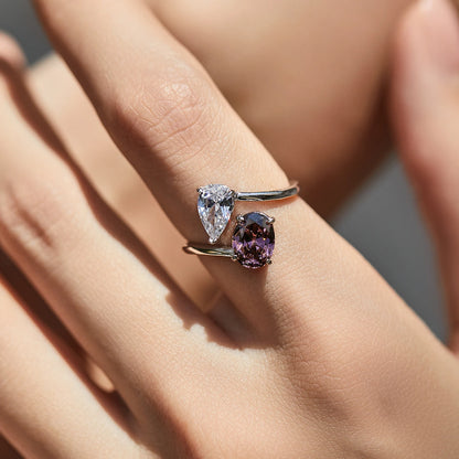 925 Sterling Silber Ring mit rosafarbenem und klarem Zirkonia