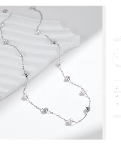 Elegante Y-Kette aus 925 Sterling Silber mit Perlen & Zirkonia