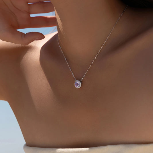 925 Sterling Silber Halskette mit rundem Zirkon-Anhänger – zeitlose Eleganz mit funkelndem Glanz