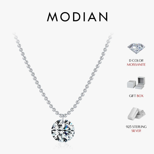 925 Sterling Silber Halskette mit schillerndem Moissanit-Anhänger – Zeitlose Eleganz