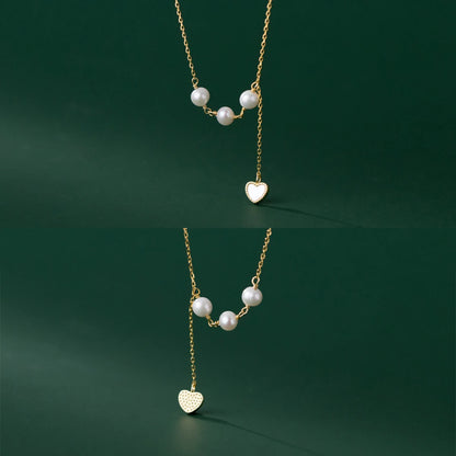 925 Sterling Silber Halskette mit Perlen-Elementen im Y-Design