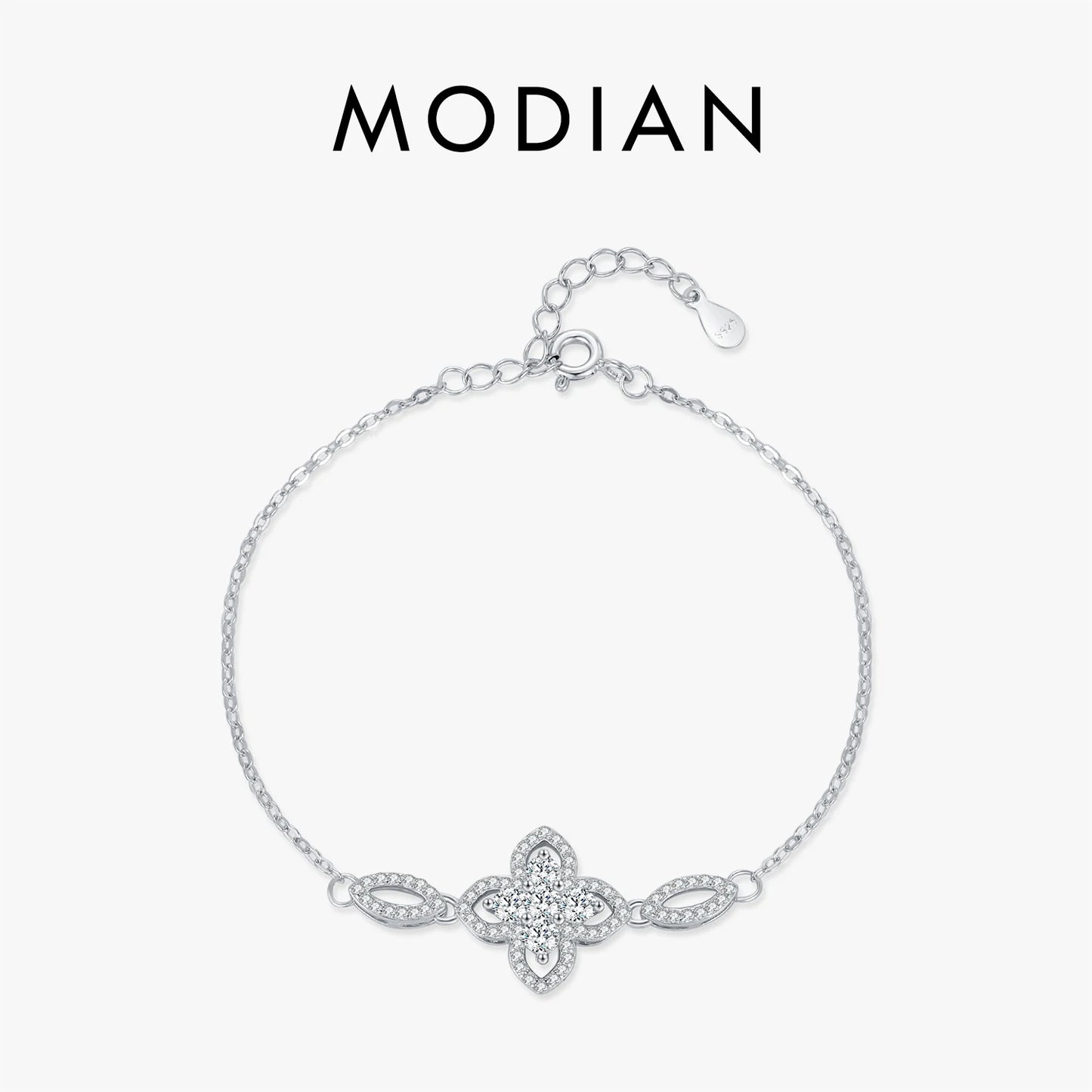 925 Sterling Silber Armband mit Zirkonblüte – zarte Eleganz in floraler Form