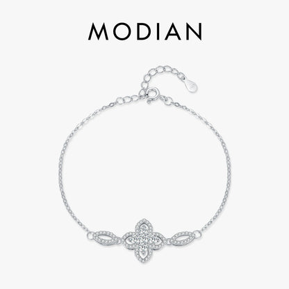 925 Sterling Silber Armband mit Zirkonblüte – zarte Eleganz in floraler Form