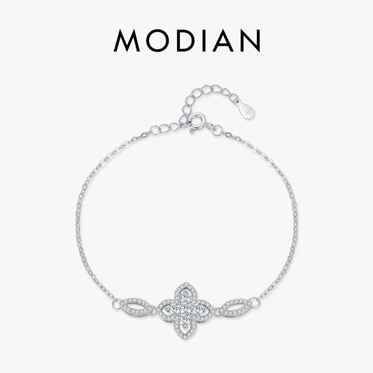 925 Sterling Silber Armband mit Zirkonblüte – zarte Eleganz in floraler Form