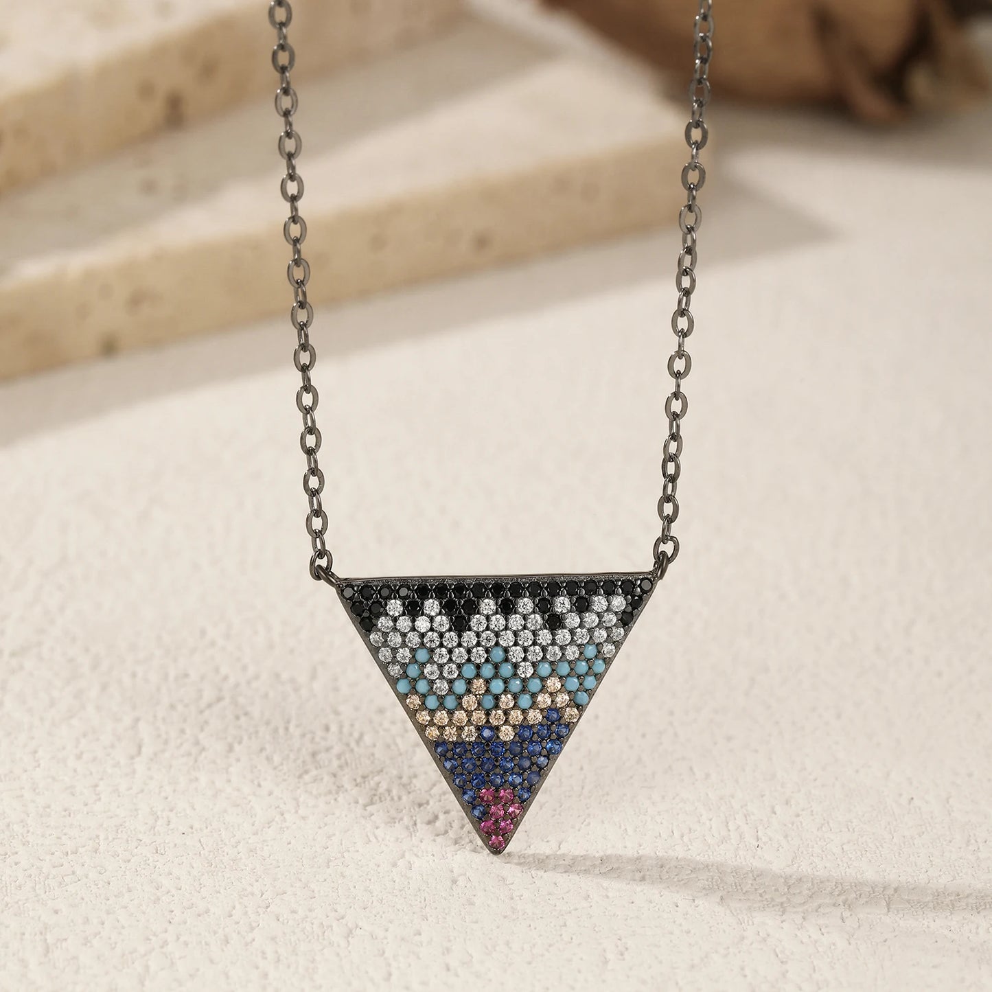 925 Sterling Silber Halskette – Geometrisches Design mit Zirkonanhänger