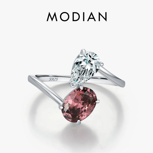 925 Sterling Silber Ring mit rosafarbenem und klarem Zirkonia