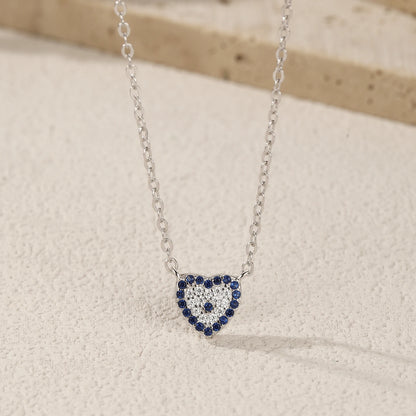 925 Sterling Silber Herz-Halskette mit blauen Zirkonsteinen – Zarte Eleganz in Silber