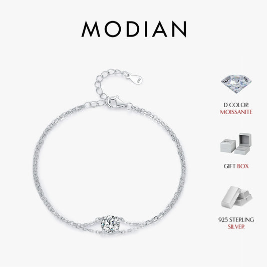 925 Sterling Silber Armband mit Moissanit-Solitär