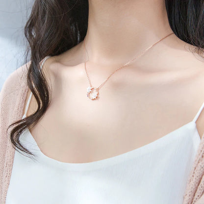 925 Sterling Silber Halskette mit Blütenkranz-Anhänger