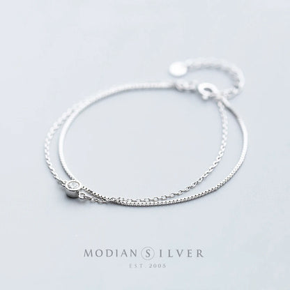 Doppelreihiges Armband aus 925 Sterling Silber mit Zirkonia