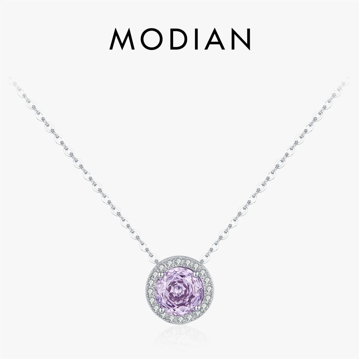925 Sterling Silber Halskette mit rundem Zirkon-Anhänger – zeitlose Eleganz mit funkelndem Glanz