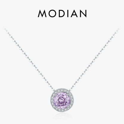 925 Sterling Silber Halskette mit rundem Zirkon-Anhänger – zeitlose Eleganz mit funkelndem Glanz