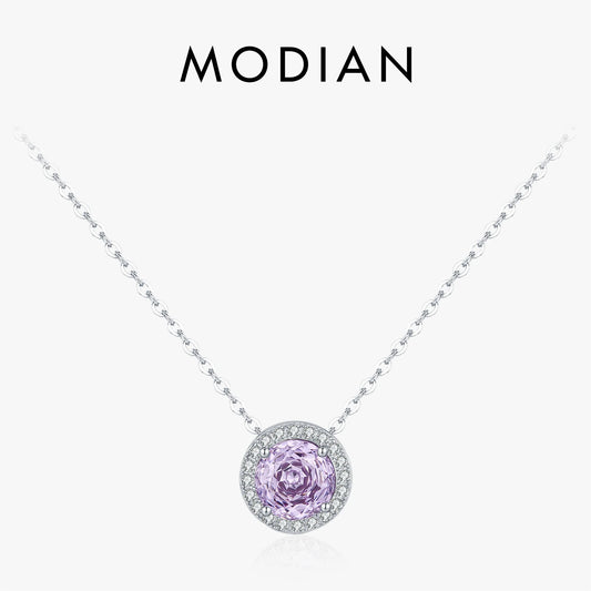 925 Sterling Silber Halskette mit rundem Zirkon-Anhänger – zeitlose Eleganz mit funkelndem Glanz