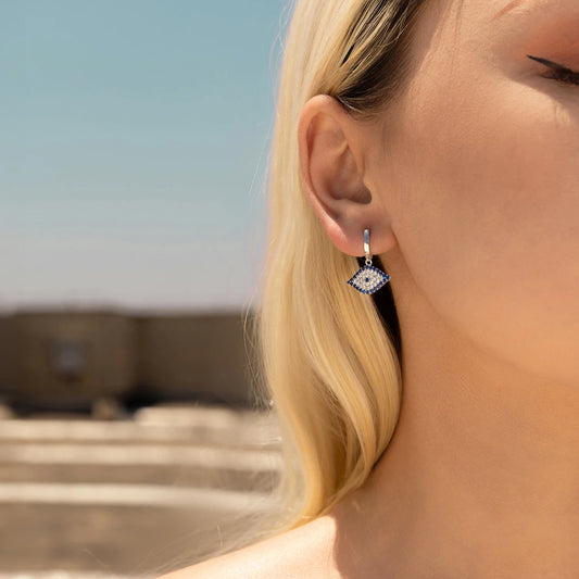 925 Sterling Silber Ohrringe mit blauem Zirkon – Geometrische Eleganz mit Symbolcharakter