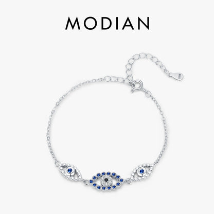 925 Sterling Silber Armband mit blauem Zirkon-Auge – Schutzsymbol & Eleganz in Einem