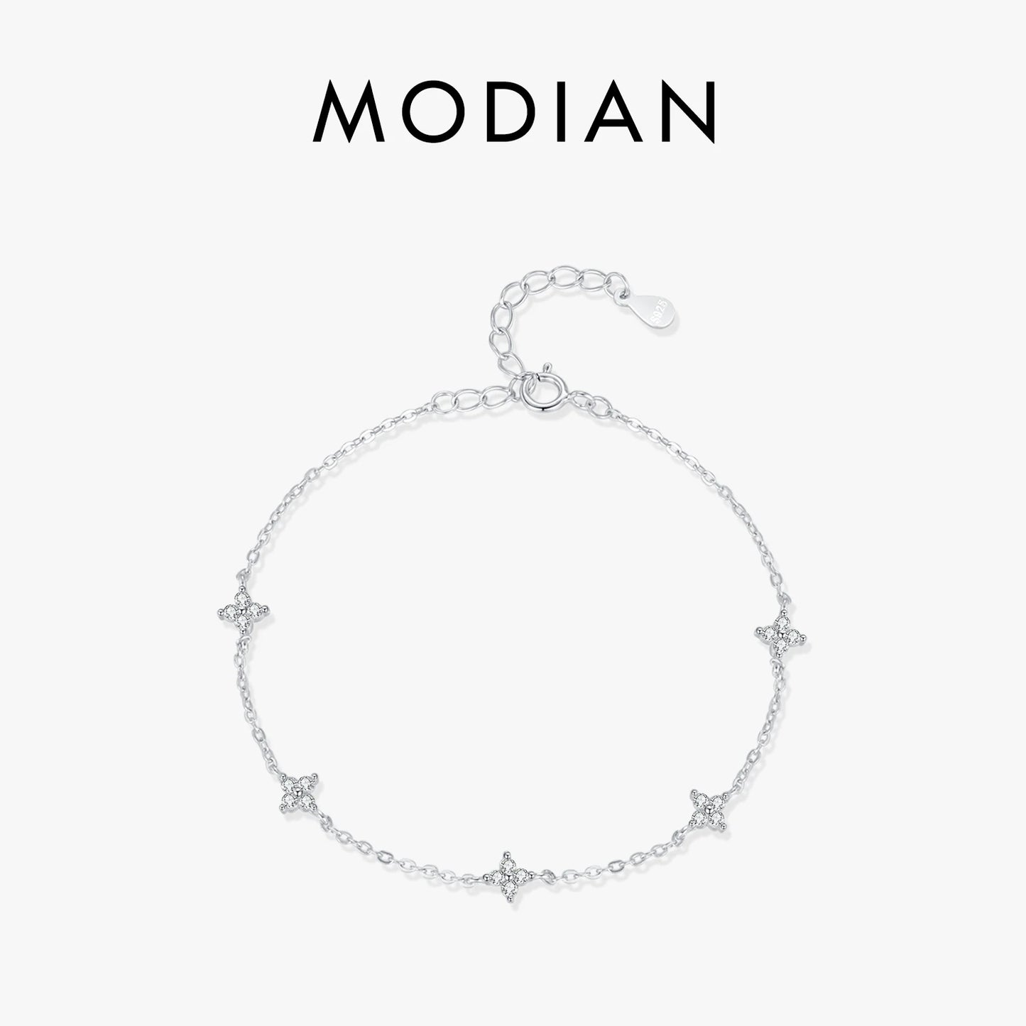 Filigranes Armband aus 925 Sterling Silber mit Zirkonia-Blüten