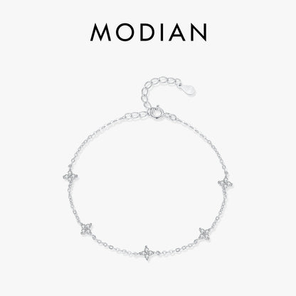 Filigranes Armband aus 925 Sterling Silber mit Zirkonia-Blüten