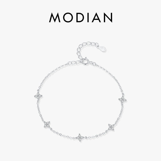 Filigranes Armband aus 925 Sterling Silber mit Zirkonia-Blüten