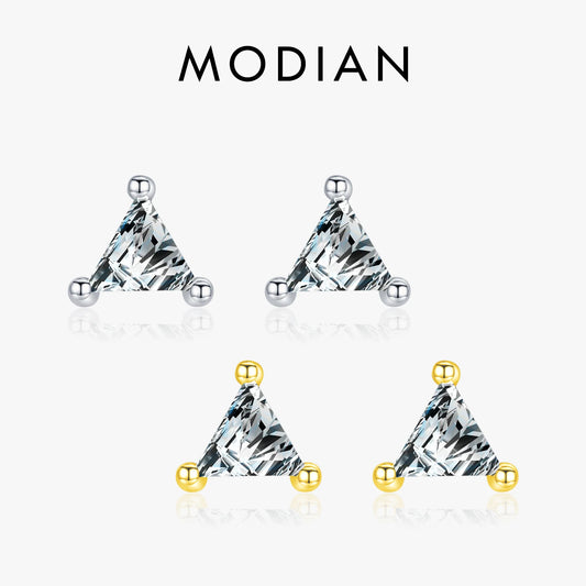 925 Sterling Silber Dreiecks-Ohrringe mit Zirkonia – Modern & Elegant