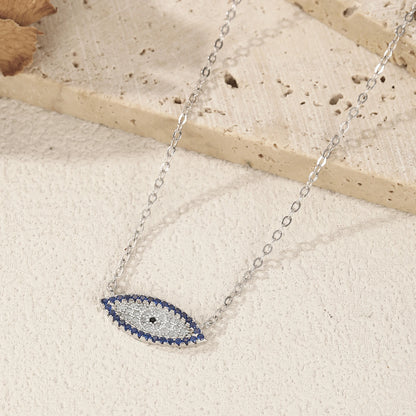 925 Sterling Silber Halskette mit blauem Zirkon-Auge – Symbol für Schutz & Eleganz