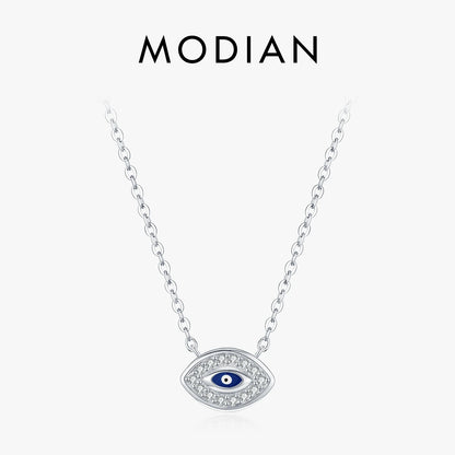 925 Sterling Silber Halskette mit blauem Zirkon-Auge – Symbol für Schutz & Stärke