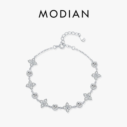 925 Sterling Silber Armband mit funkelnden Zirkonblättern – inspiriert von der Natur