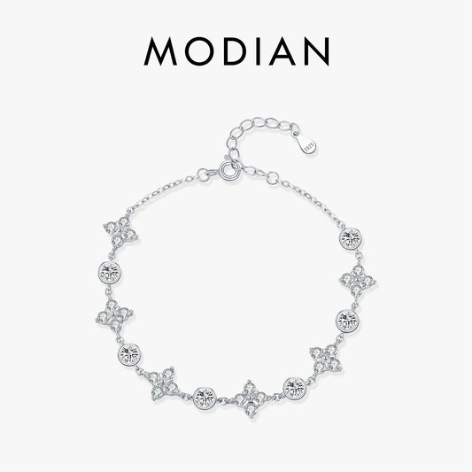 925 Sterling Silber Armband mit funkelnden Zirkonblättern – inspiriert von der Natur