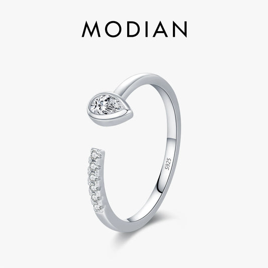 925 Sterling Silber Ring mit Tropfen-Zirkon – moderne Eleganz in Tropfenform