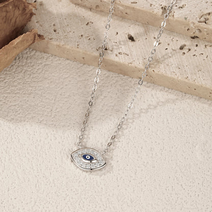 925 Sterling Silber Halskette mit blauem Zirkon-Auge – Symbol für Schutz & Stärke