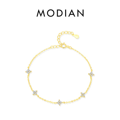 Filigranes Armband aus 925 Sterling Silber mit Zirkonia-Blüten