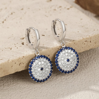 925 Sterling Silber Ohrringe mit blauem Zirkon – Rundes Design in eleganter Harmonie