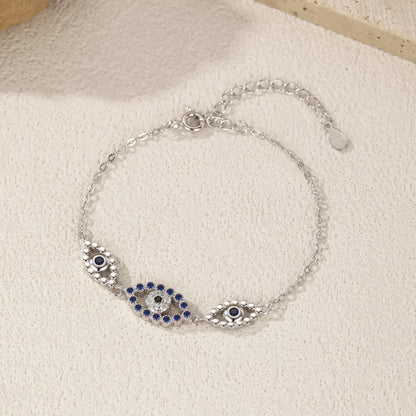 925 Sterling Silber Armband mit blauem Zirkon-Auge – Schutzsymbol & Eleganz in Einem
