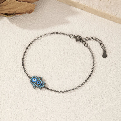 925 Sterling Silber Armband mit türkisfarbener Hand der Fatima – Symbol des Schutzes