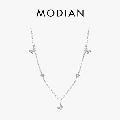 925 Sterling Silber Halskette mit zarten Sternanhängern
